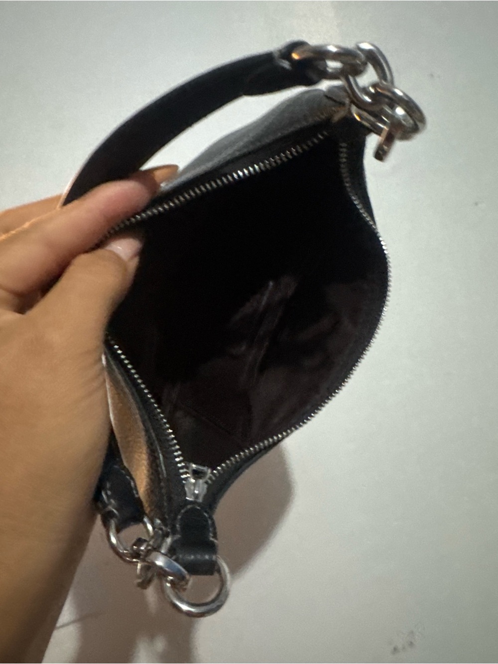 Coach Black Leather Mini Wristlet with Silver Hardware
